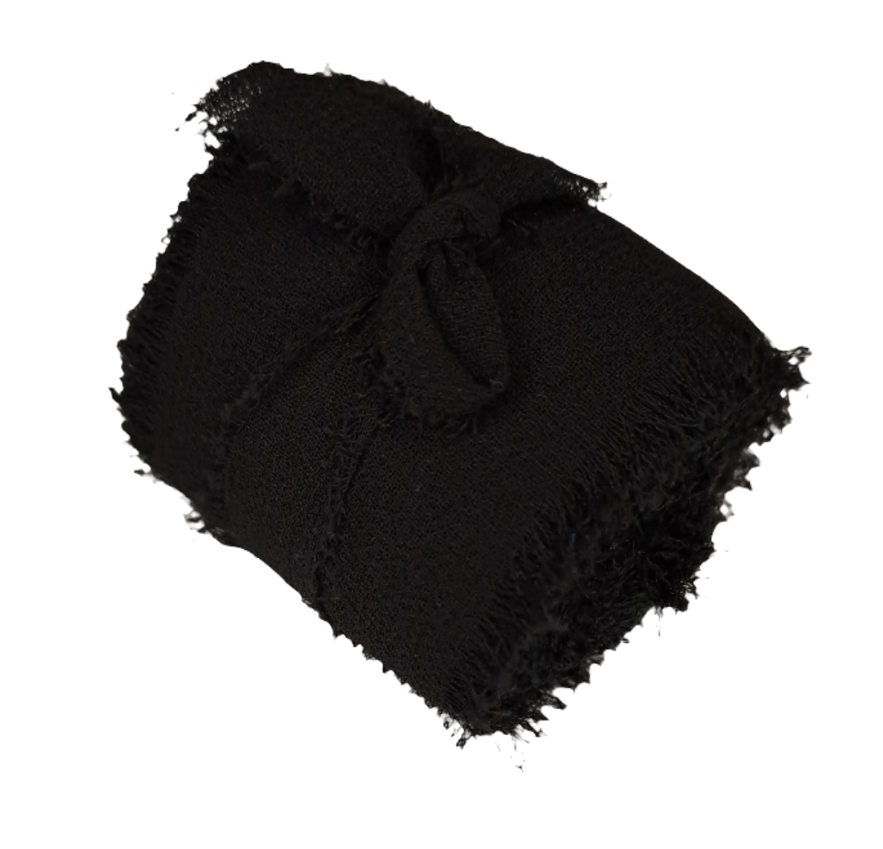 38mm Black Frayed Edge Chiffon Ribbon 4,5m