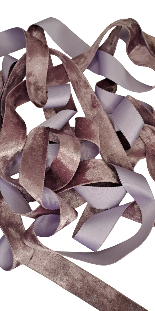 25mm Mauve Purple Velvet Ribbon 45m - LM Collection