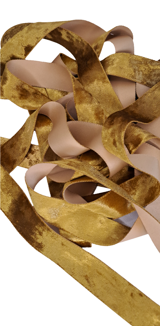 25mm Gold Velvet Ribbon 45m - LM Collection