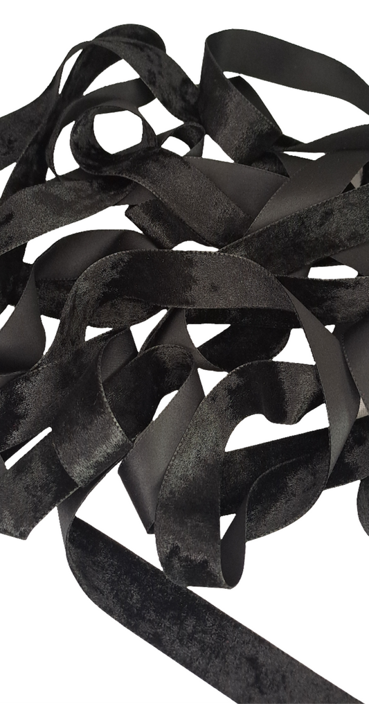 25mm Black Velvet Ribbon 45m - LM Collection