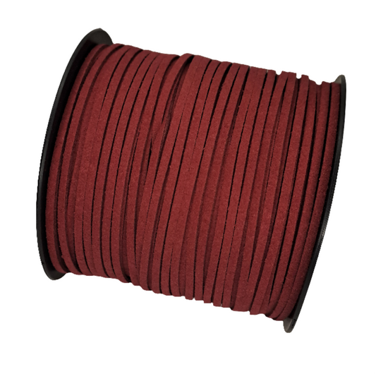 2.5mm Burgundy Red Suede Ribbon 90m - LM Collection