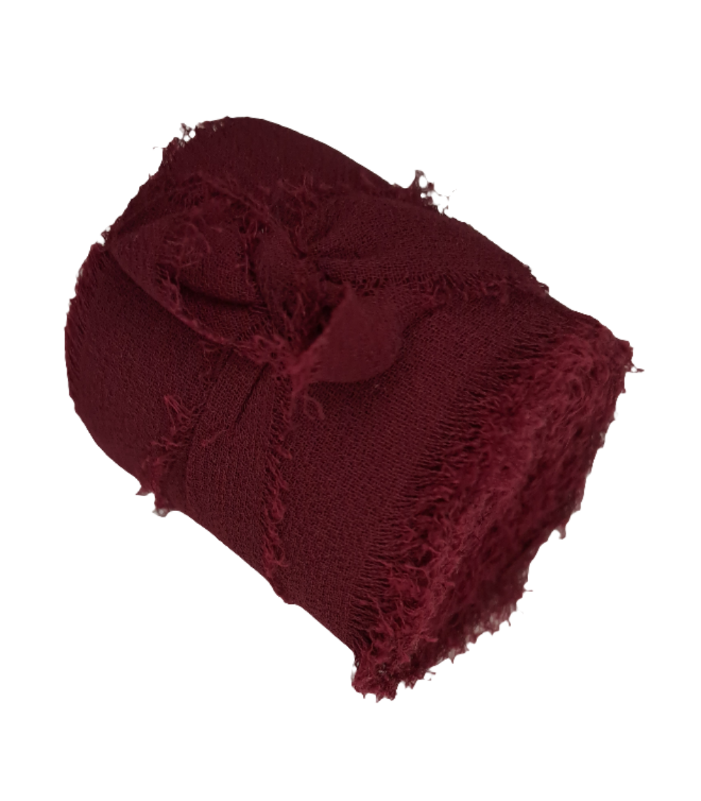 38mm Burgundy Frayed Edge Chiffon Ribbon 4,5m