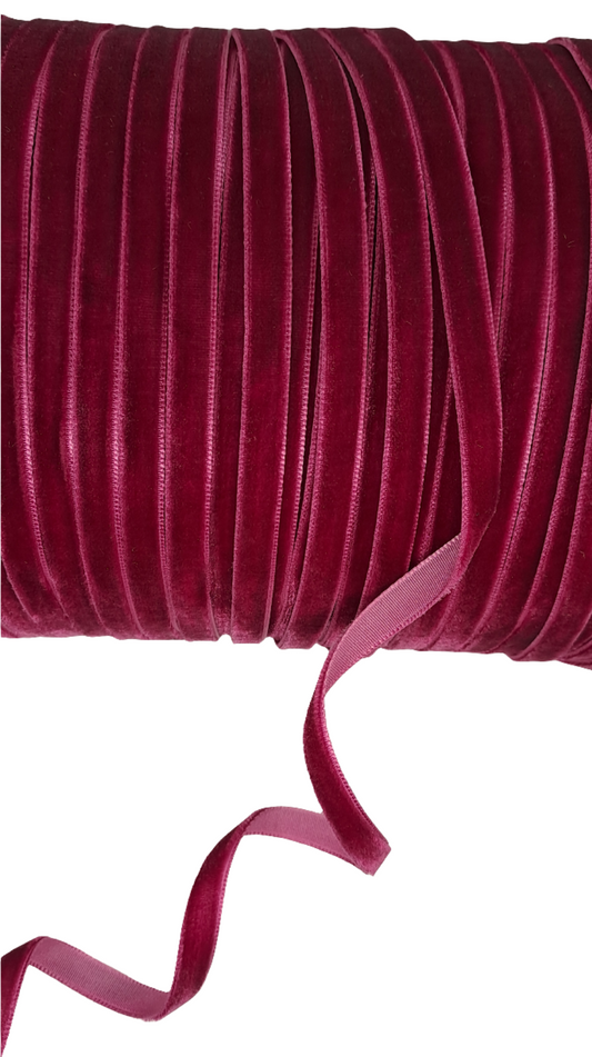 6mm Burgundy Velvet Ribbon 180m - LM Collection