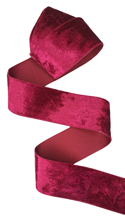 38mm Burgundy Red Velvet Ribbon 45m - LM Collection