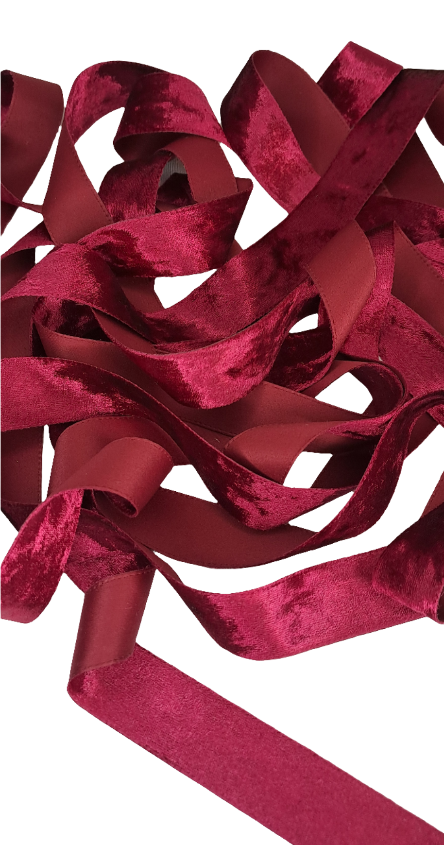 25mm Burgundy Red Velvet Ribbon 45m - LM Collection