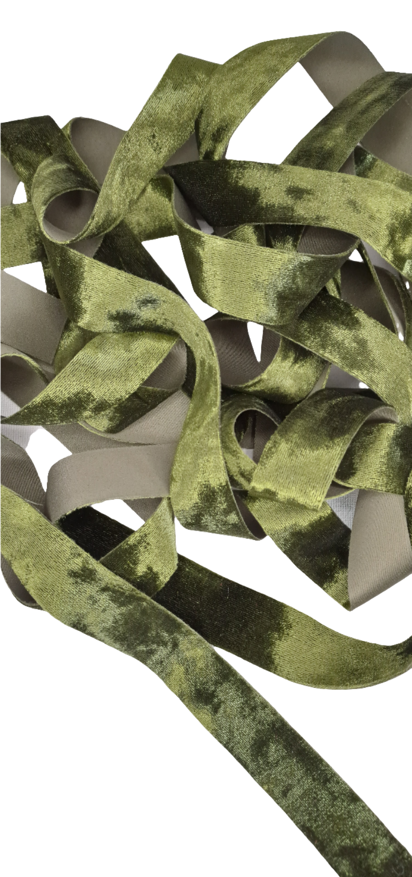 25mm Moss Green Velvet Ribbon 45m - LM Collection