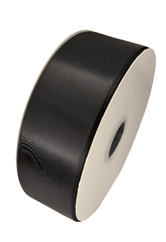 50mm Black Poly Satin Ribbon 90m